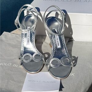Manolo Blahnik Metallic Silver Heels